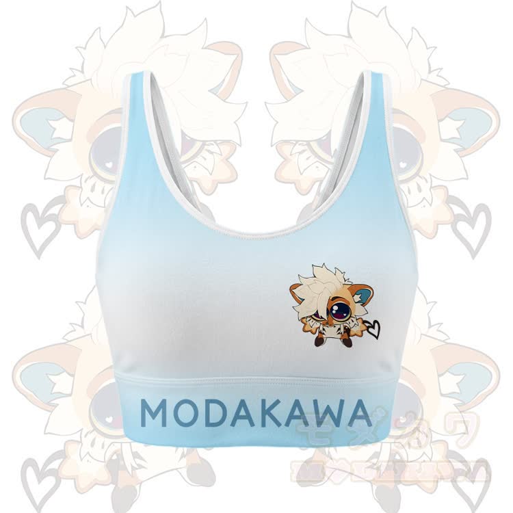 MODAKAWA X TiramisuRat Cute Rat Graphic Gradient Sports Bra Top Leggings Matching Outfit - Blue Top - 5XL - image 4