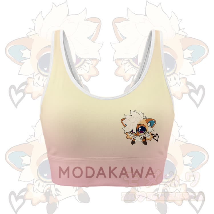 MODAKAWA X TiramisuRat Cute Rat Graphic Gradient Sports Bra Top Leggings Matching Outfit - Yellow Top - 5XL - image 3