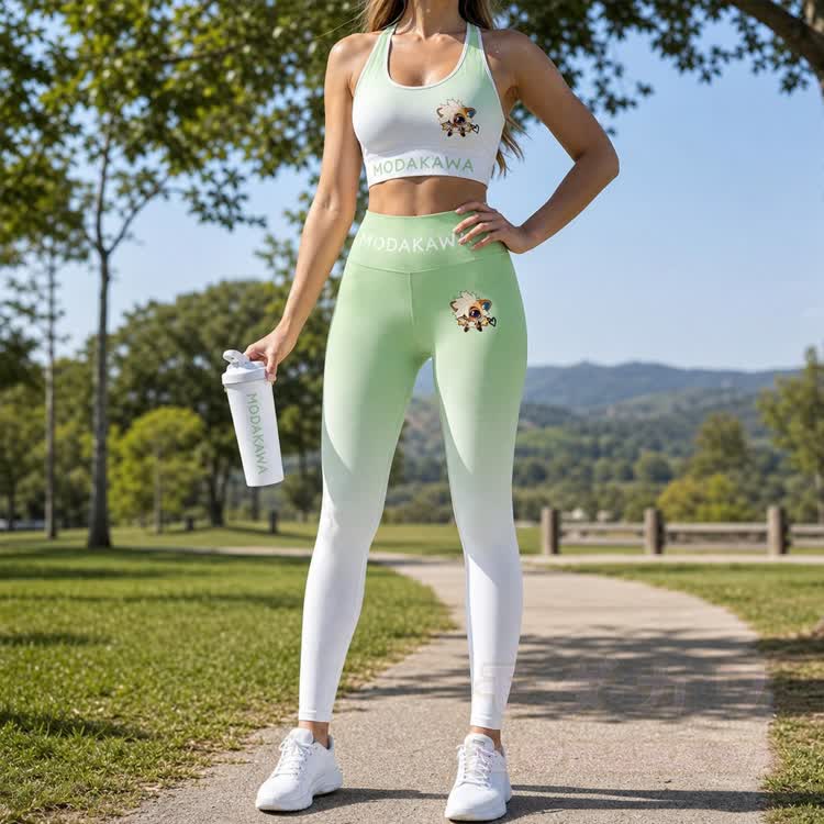 MODAKAWA X TiramisuRat Cute Rat Graphic Gradient Sports Bra Top Leggings Matching Outfit - image 1