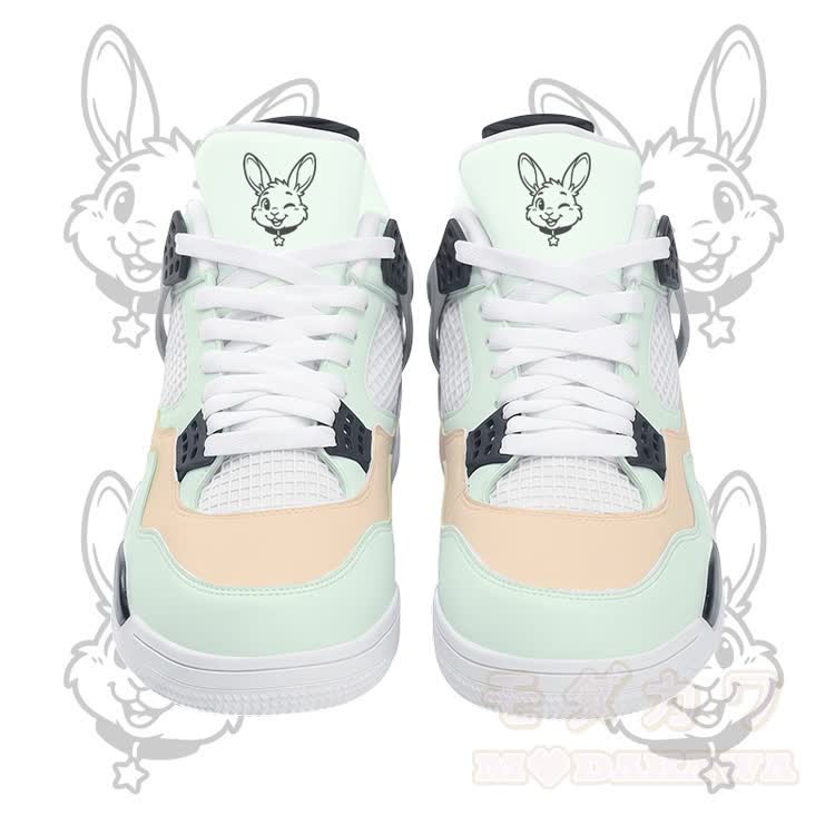 Wink Bunny Graphic Modakawa Lace Up Sports Air Cushion Shoes - Green - 48 - image 2
