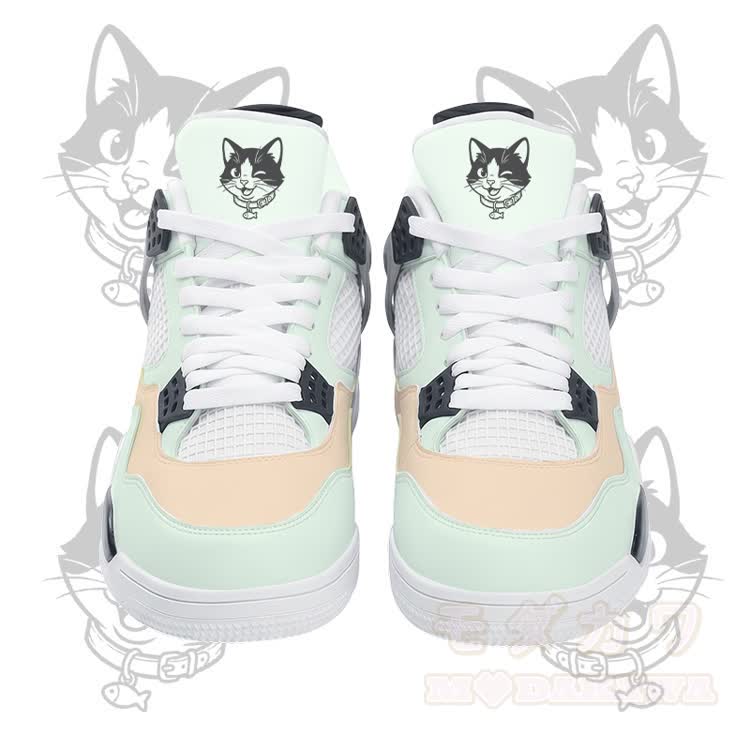 Wink Kitty Graphic Modakawa Lace Up Sports Air Cushion Shoes - Green - 48 - image 3