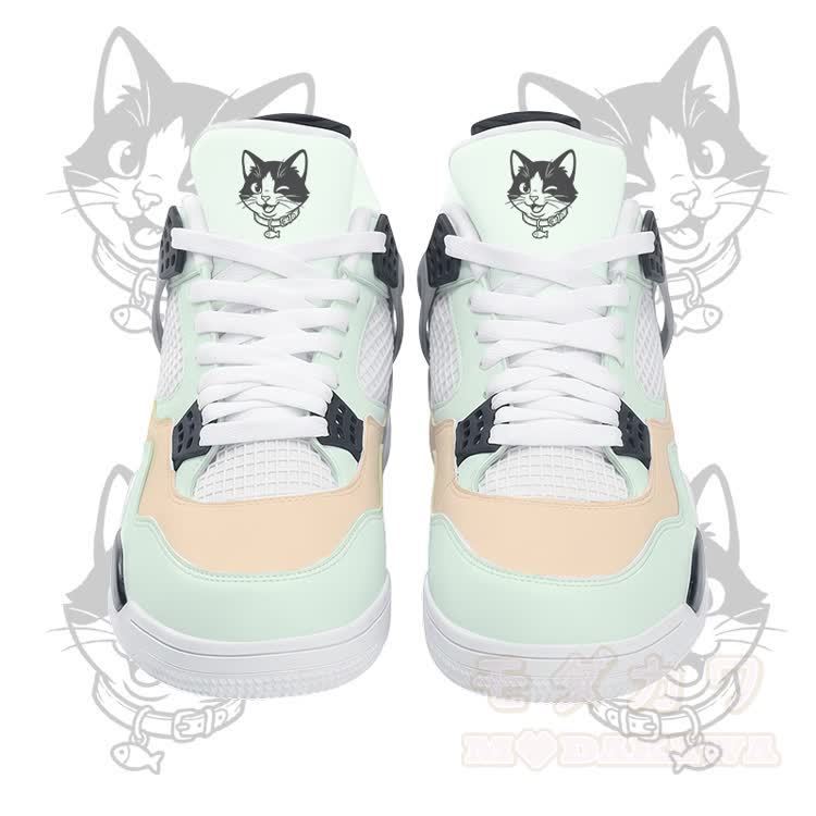 Wink Kitty Graphic Modakawa Lace Up Sports Air Cushion Shoes - Green - 48 - image 3