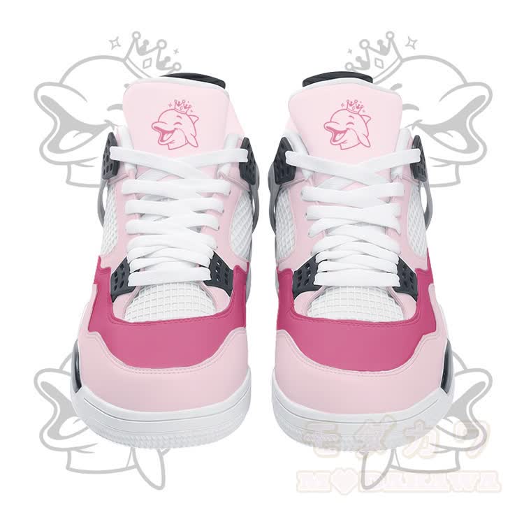 Wink Dolphin Graphic Modakawa Lace Up Sports Air Cushion Shoes - Pink - 48 - image 3