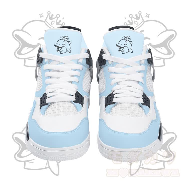 Wink Dolphin Graphic Modakawa Lace Up Sports Air Cushion Shoes - Blue - 48 - image 2