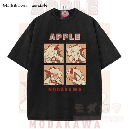 MODAKAWA X zarckets APPLE Goat Character Graphic Vintage Washed T-shirt - Black - 5XL - image 2
