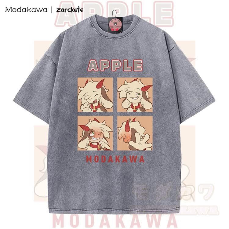 MODAKAWA X zarckets APPLE Goat Character Graphic Vintage Washed T-shirt - Grey - 5XL - image 1