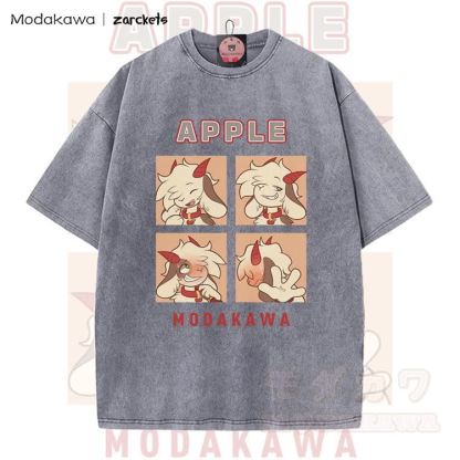 MODAKAWA X zarckets APPLE Goat Character Graphic Vintage Washed T-shirt - Grey - 5XL - image 1