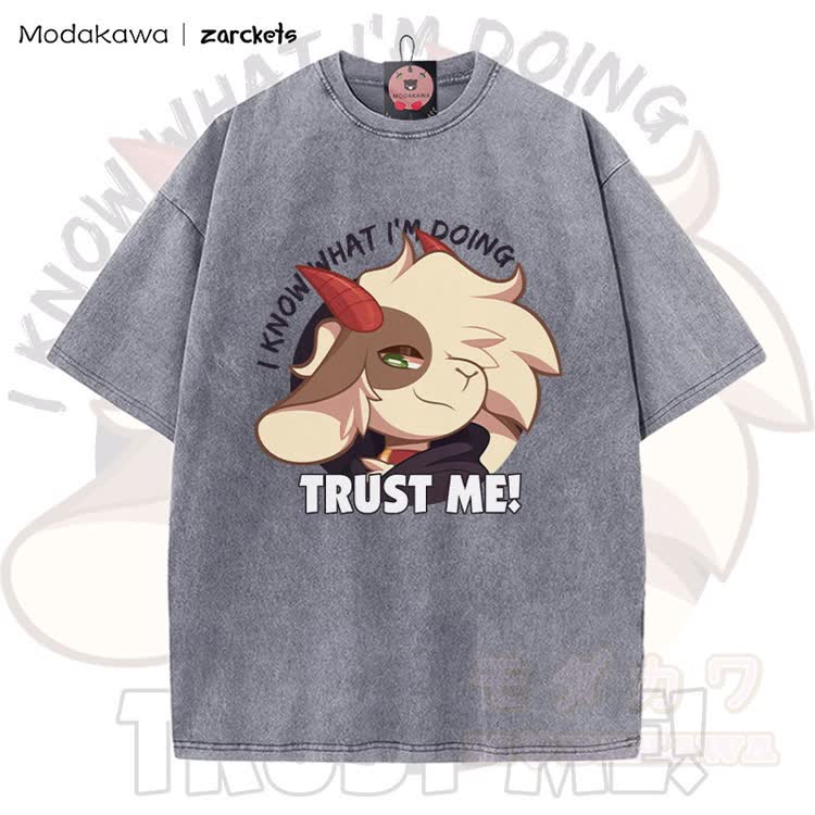 MODAKAWA X zarckets TRUST ME! Goat Graphic Vintage Washed T-shirt - Grey - 5XL - image 2