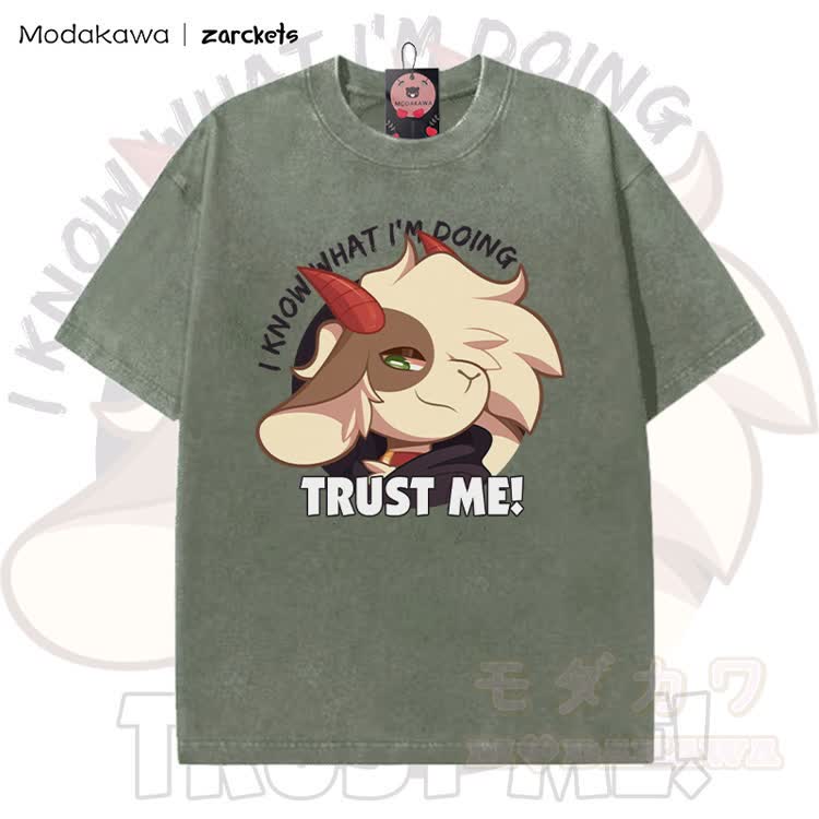 MODAKAWA X zarckets TRUST ME! Goat Graphic Vintage Washed T-shirt - Green - 5XL - image 1
