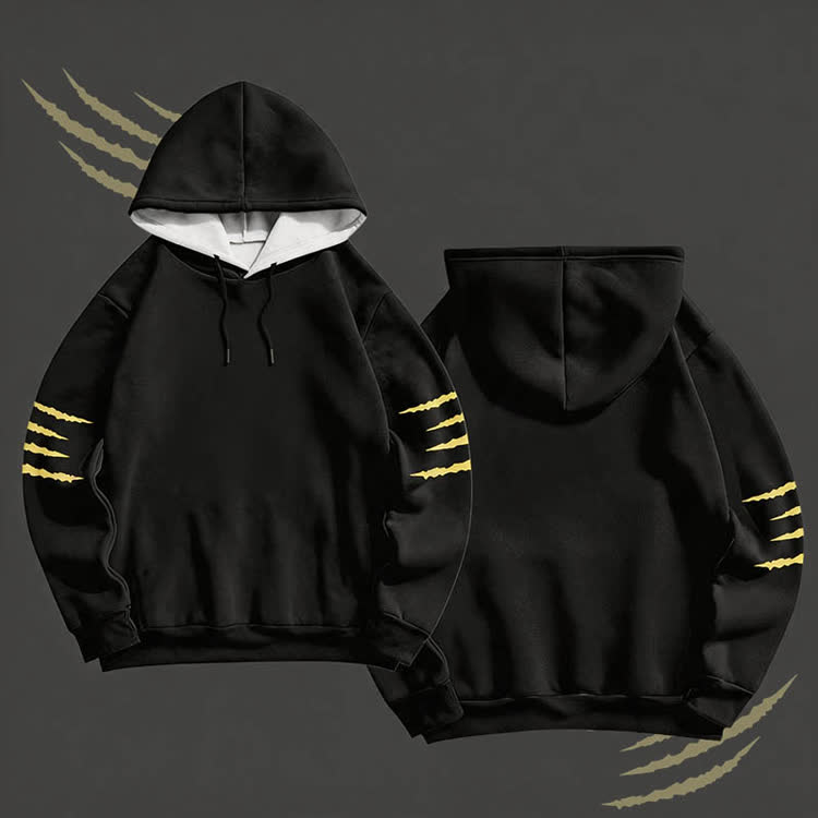 Claw Graphic Modakawa Pullover Hoodie - Black B - 6XL - image 2