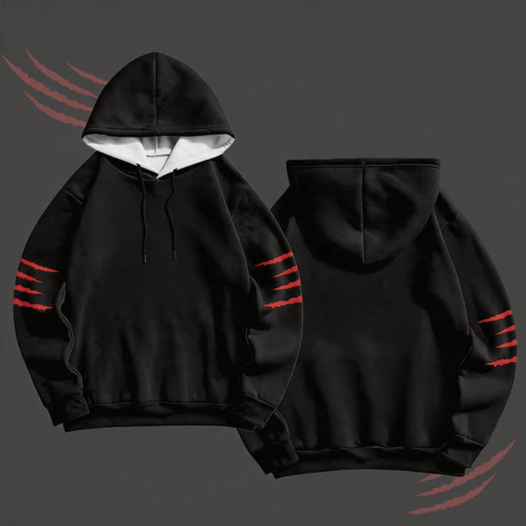 Claw Graphic Modakawa Pullover Hoodie - Black A - 6XL - image 1