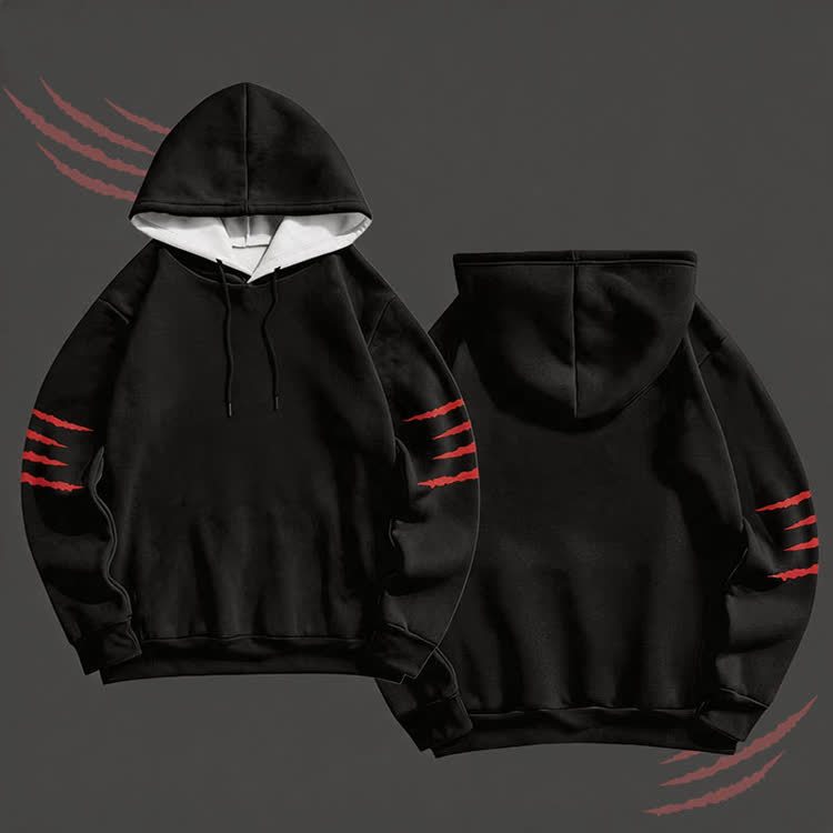 Claw Graphic Modakawa Pullover Hoodie - Black A - 6XL - image 1