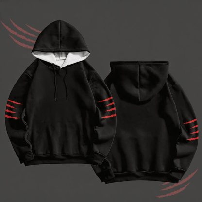 Claw Graphic Modakawa Pullover Hoodie - Black A - 6XL - image 1