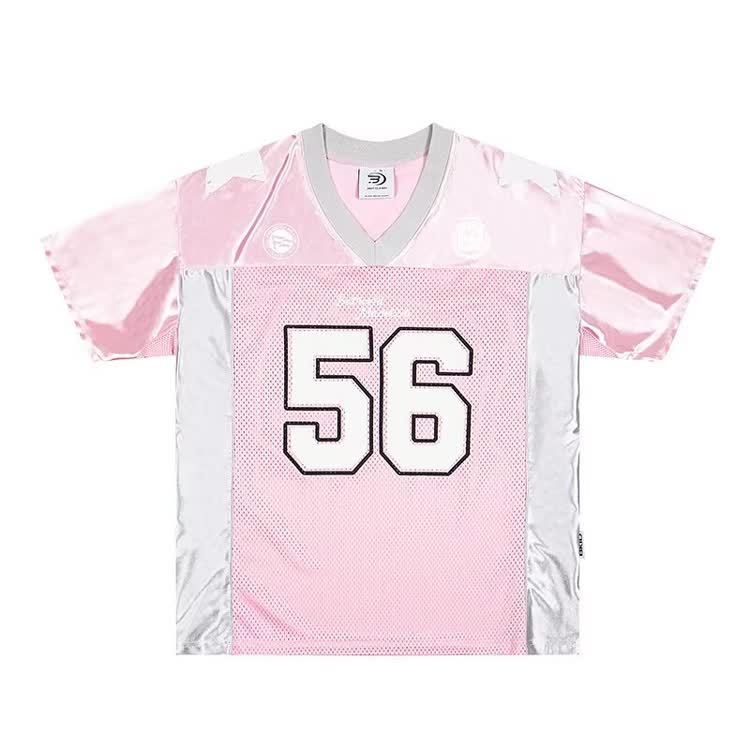 Number Graphic Oversized Mesh Soccer Jersy - Pink - 2XL - image 3