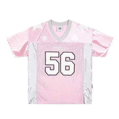 Number Graphic Oversized Mesh Soccer Jersy - Pink - 2XL - image 3