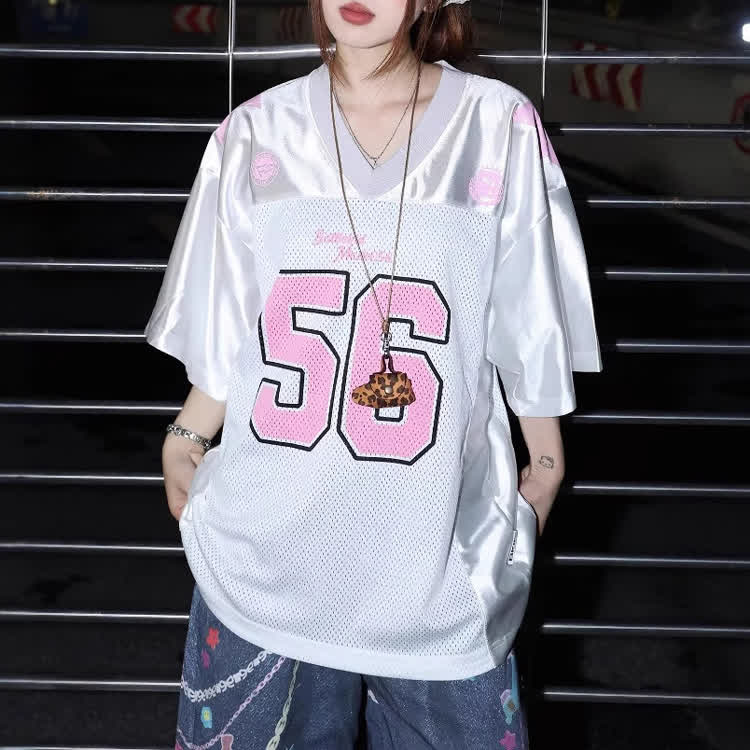Number Graphic Oversized Mesh Soccer Jersy - image 1
