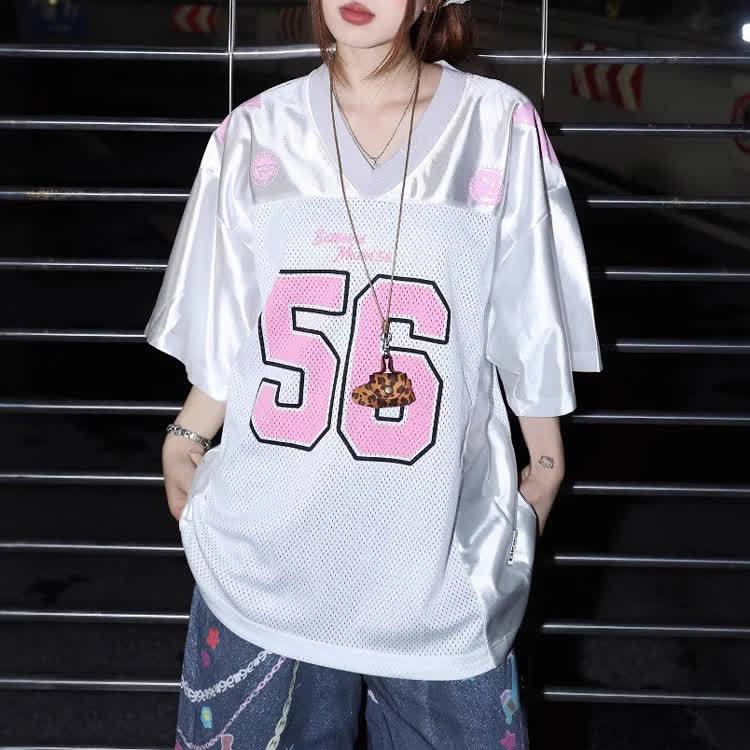 Number Graphic Oversized Mesh Soccer Jersy - image 1