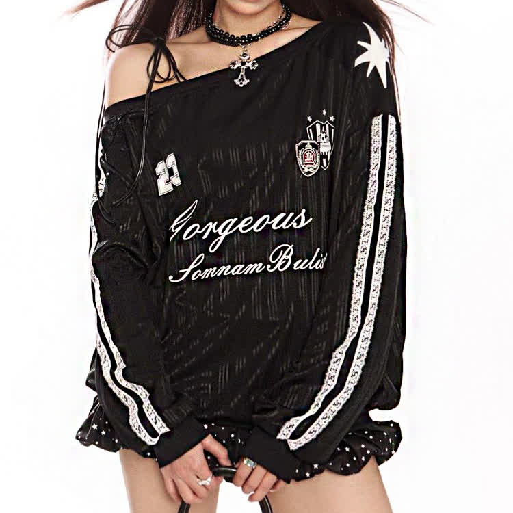 Oversized One Shoulder Long Sleeve - Black - 3XL - image 2