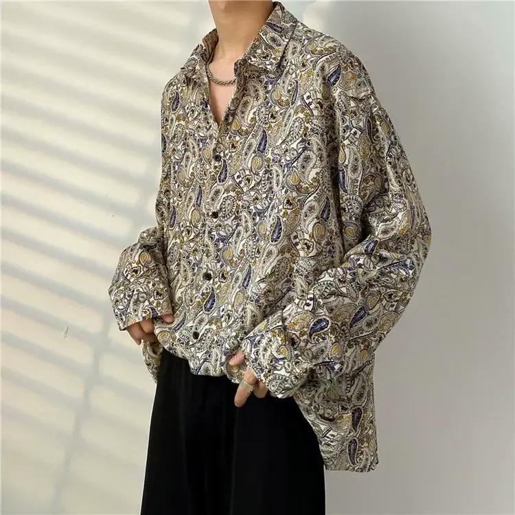 Men's Vintage Print Long Sleeve Button-Up Shirt - Multicolor AA - 3XL - image 28
