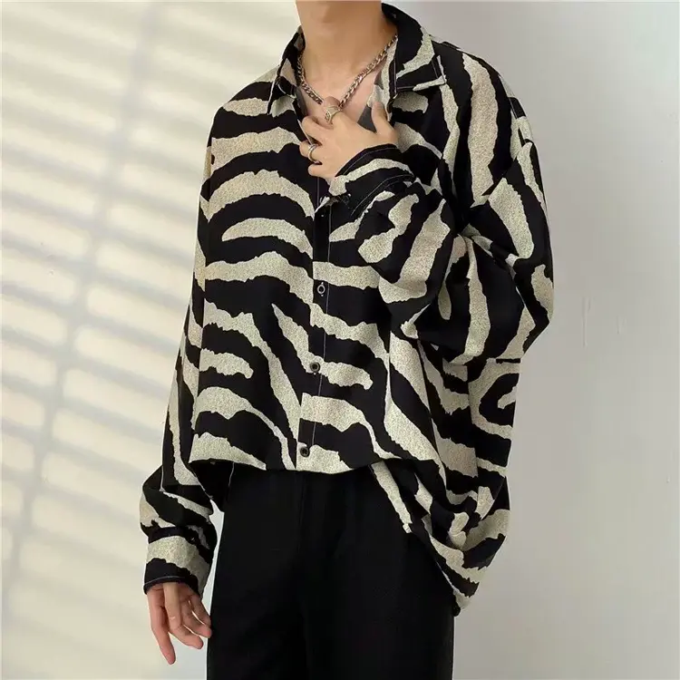 Men's Vintage Print Long Sleeve Button-Up Shirt - Multicolor Z - 3XL - image 27