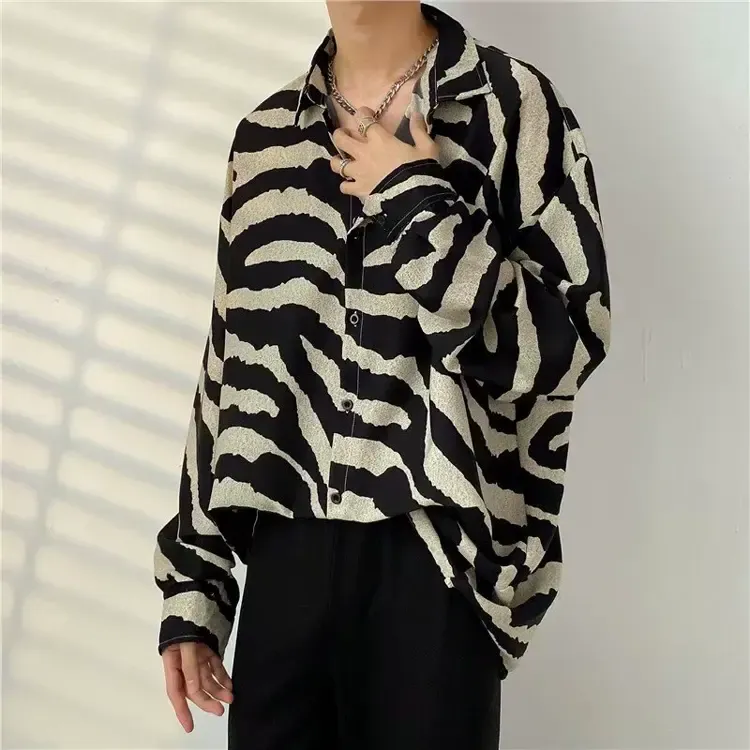 Men's Vintage Print Long Sleeve Button-Up Shirt - Multicolor Z - 3XL - image 27