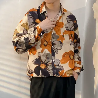 Men's Vintage Print Long Sleeve Button-Up Shirt - Multicolor AL - 3XL - image 39