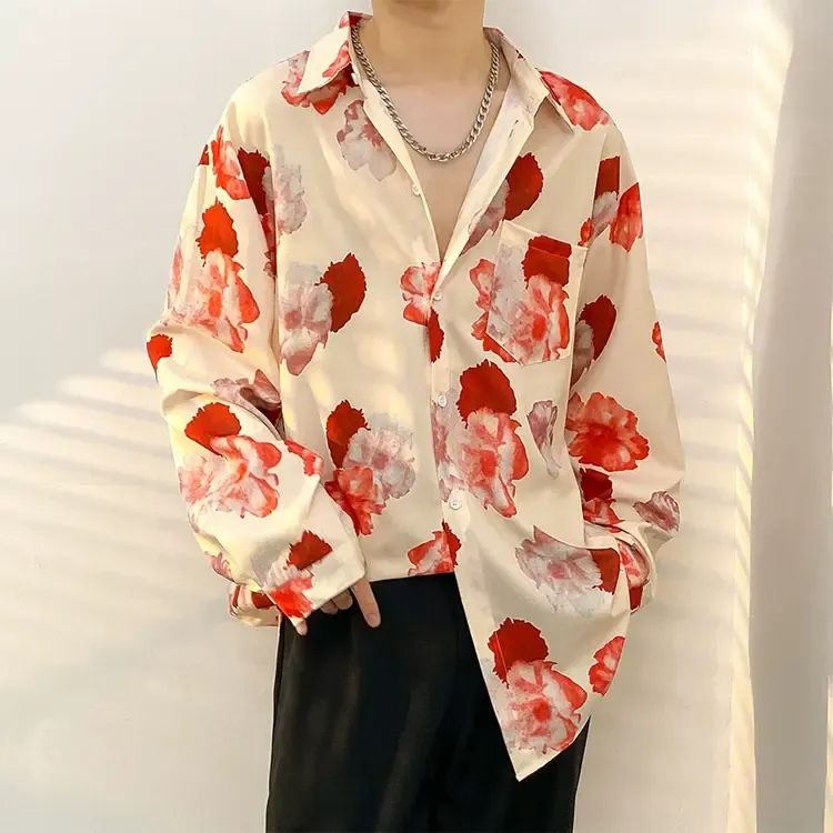 Men's Vintage Print Long Sleeve Button-Up Shirt - Multicolor O - 3XL - image 16