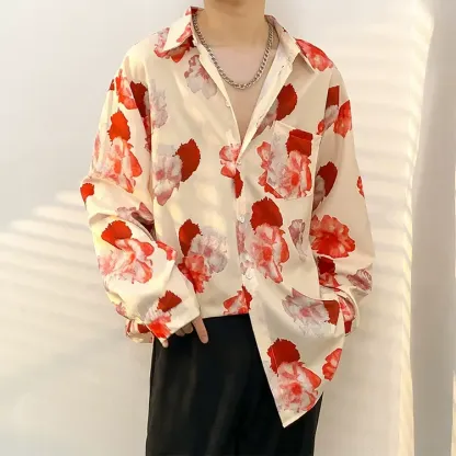 Men's Vintage Print Long Sleeve Button-Up Shirt - Multicolor O - 3XL - image 16