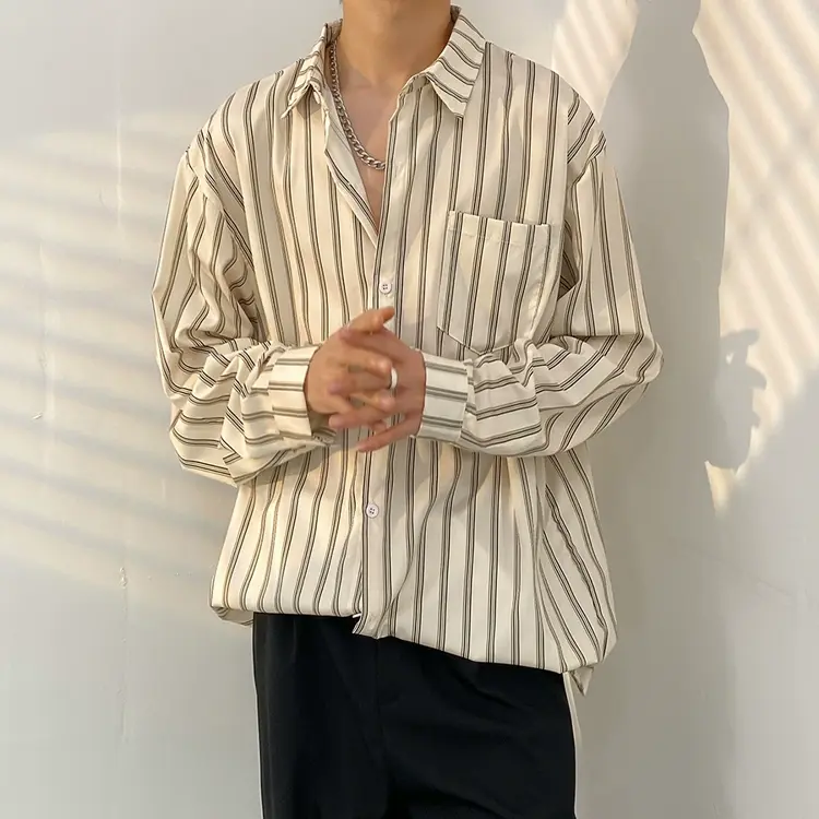 Men's Vintage Print Long Sleeve Button-Up Shirt - Multicolor J - 3XL - image 11