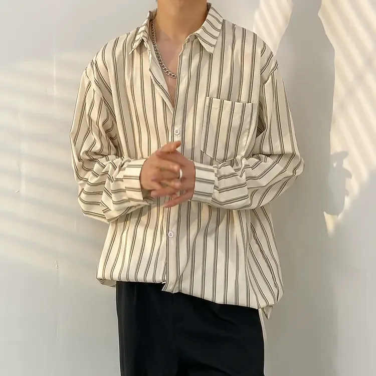 Men's Vintage Print Long Sleeve Button-Up Shirt - Multicolor J - 3XL - image 11