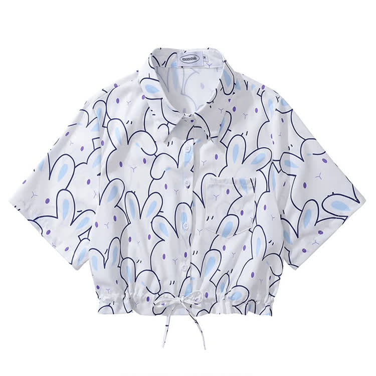 Animal Print Short Sleeve Button-Up Shirt - Multicolor A - L - image 2