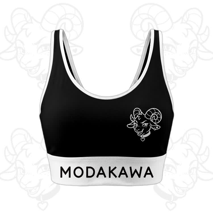 Goat Graphic Crop Tank Sport Top Shorts Modakawa Matching Outfit - Black Top - 5XL - image 3