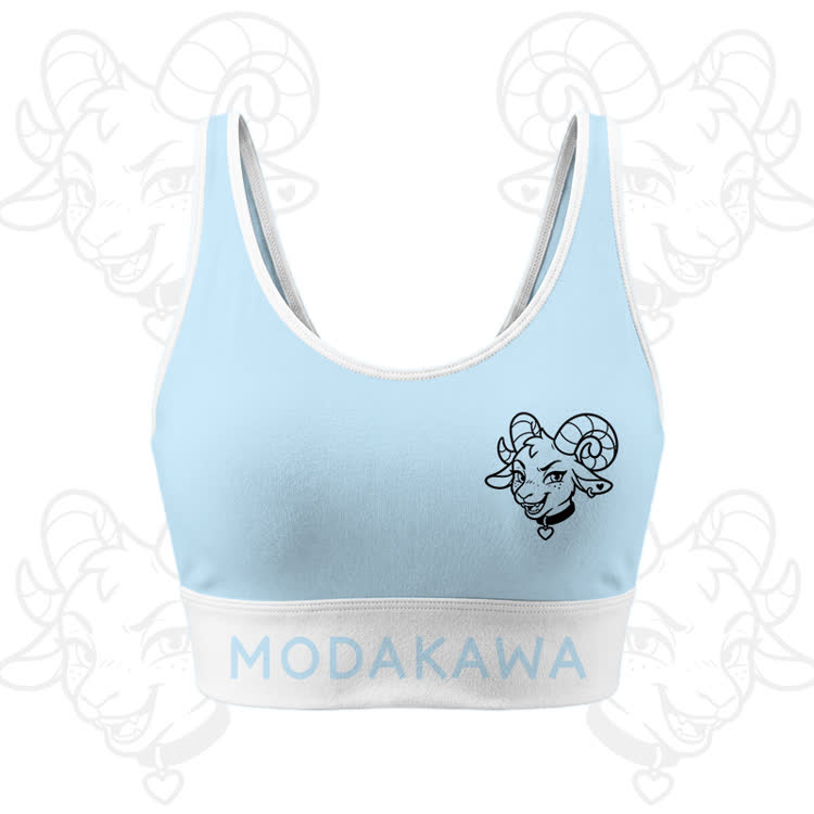 Goat Graphic Crop Tank Sport Top Shorts Modakawa Matching Outfit - Blue Top - 5XL - image 2