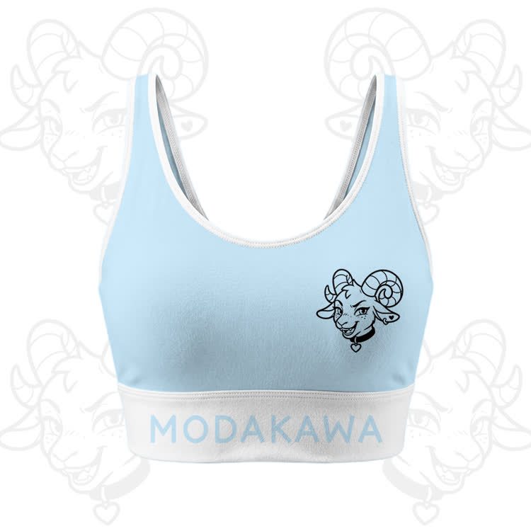 Goat Graphic Crop Tank Sport Top Shorts Modakawa Matching Outfit - Blue Top - 5XL - image 2