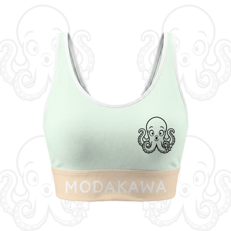 Octopus Graphic Crop Tank Sport Top Shorts Modakawa Matching Outfit - Green Top - 5XL - image 2