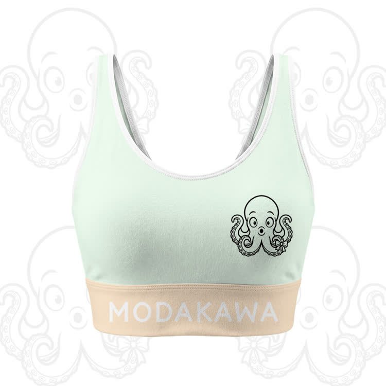 Octopus Graphic Crop Tank Sport Top Shorts Modakawa Matching Outfit - Green Top - 5XL - image 2