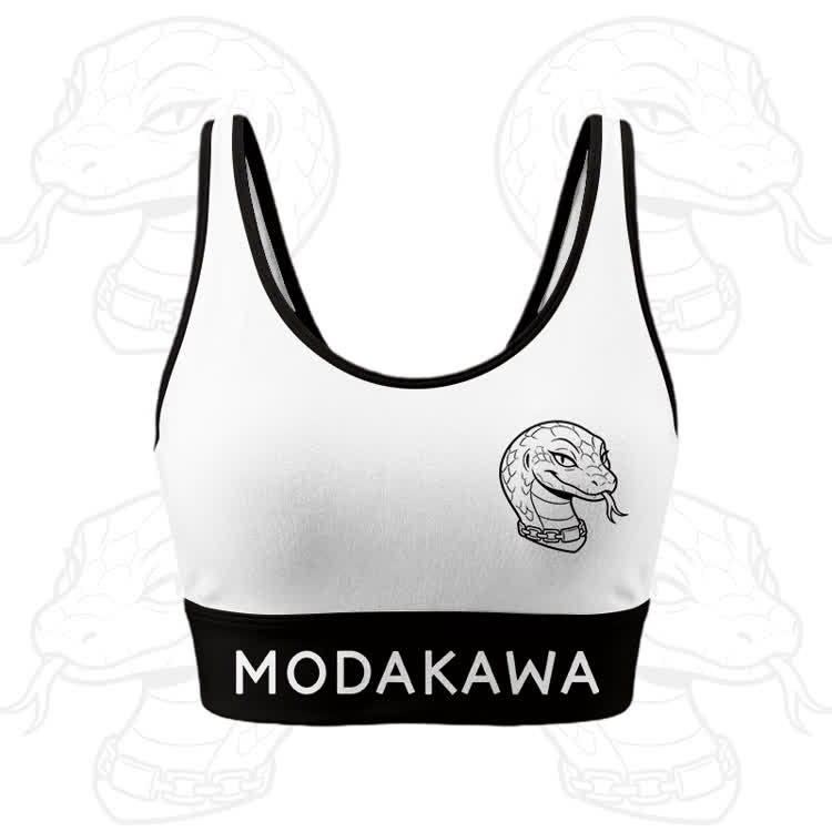 Snake Graphic Crop Tank Sport Top Shorts Modakawa Matching Outfit - White Top - 5XL - image 2