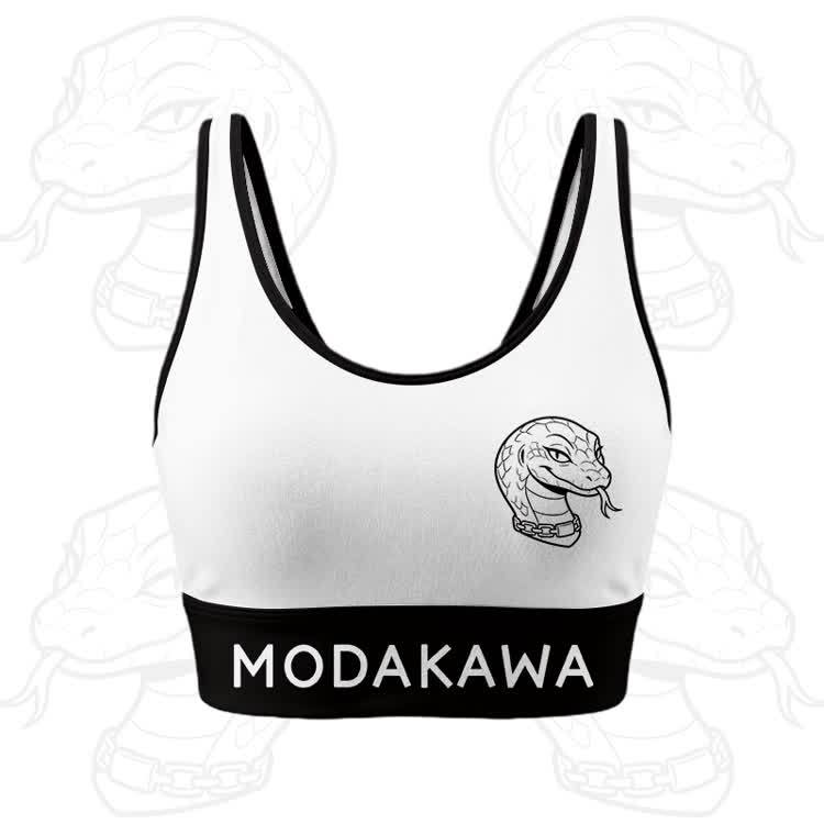 Snake Graphic Crop Tank Sport Top Shorts Modakawa Matching Outfit - White Top - 5XL - image 2