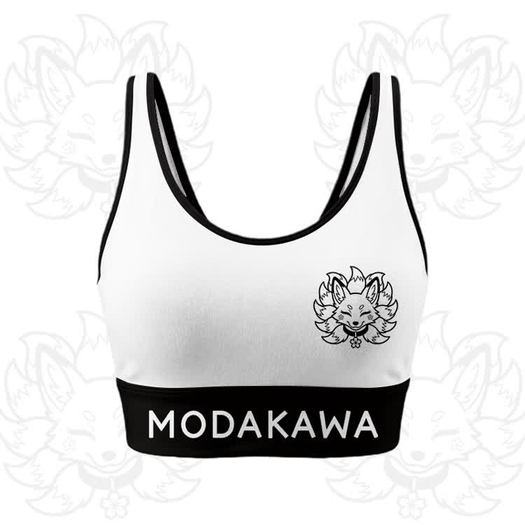 Nine Tailed Fox Graphic Crop Tank Sport Top Shorts Modakawa Matching Outfit - White Top - 5XL - image 3