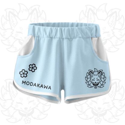 Nine Tailed Fox Graphic Crop Tank Sport Top Shorts Modakawa Matching Outfit - Blue Shorts - 5XL - image 10
