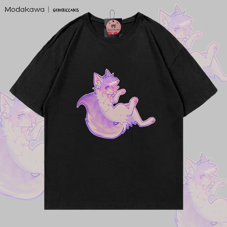 MODAKAWA X genericcanis Fox Graphic 100% Cotton T-shirt - Black - 5XL - image 2