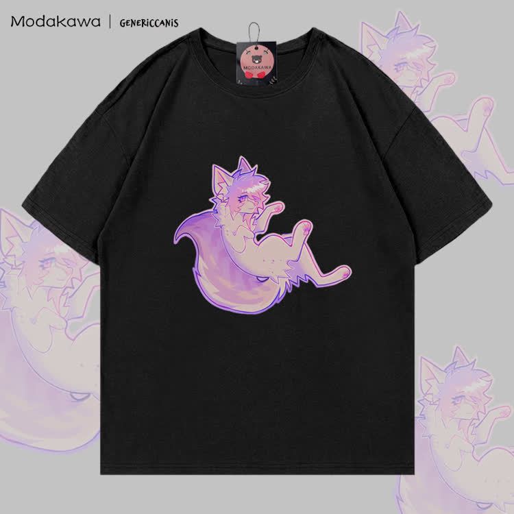 MODAKAWA X genericcanis Fox Graphic 100% Cotton T-shirt - Black - 5XL - image 2