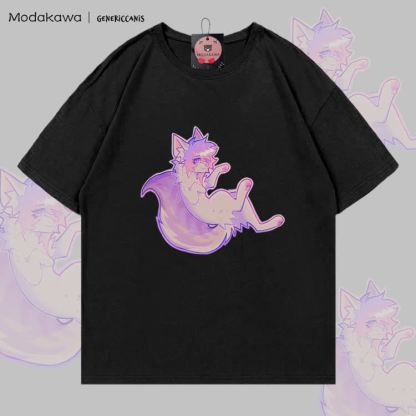 MODAKAWA X genericcanis Fox Graphic 100% Cotton T-shirt - Black - 5XL - image 2