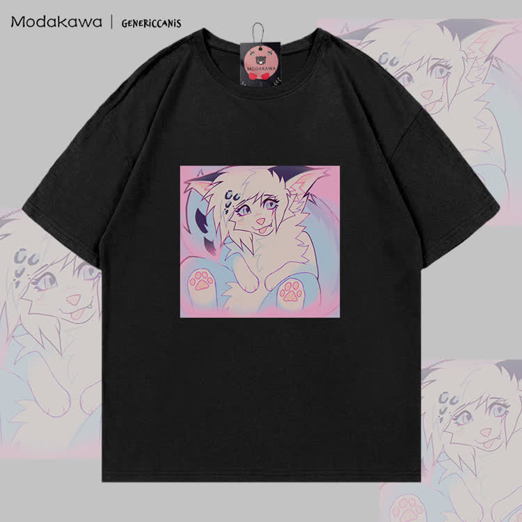MODAKAWA X genericcanis Tongue Out Fox Graphic 100% Cotton T-shirt - Black - 5XL - image 2