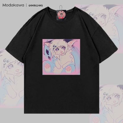 MODAKAWA X genericcanis Tongue Out Fox Graphic 100% Cotton T-shirt - Black - 5XL - image 2