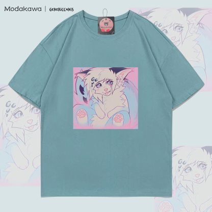 MODAKAWA X genericcanis Tongue Out Fox Graphic 100% Cotton T-shirt - Green - 5XL - image 1