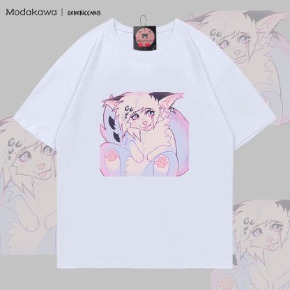 MODAKAWA X genericcanis Fox Tongue Out Graphic 100% Cotton T-shirt - White - 5XL - image 4