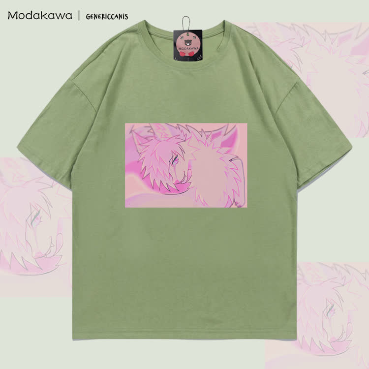 MODAKAWA X genericcanis Character Fox Graphic 100% Cotton T-shirt - Light Green - 5XL - image 1