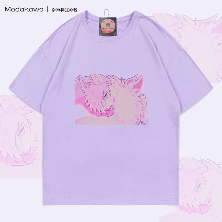 MODAKAWA X genericcanis Fox Graphic 100% Cotton T-shirt - Light Purple - 5XL - image 1