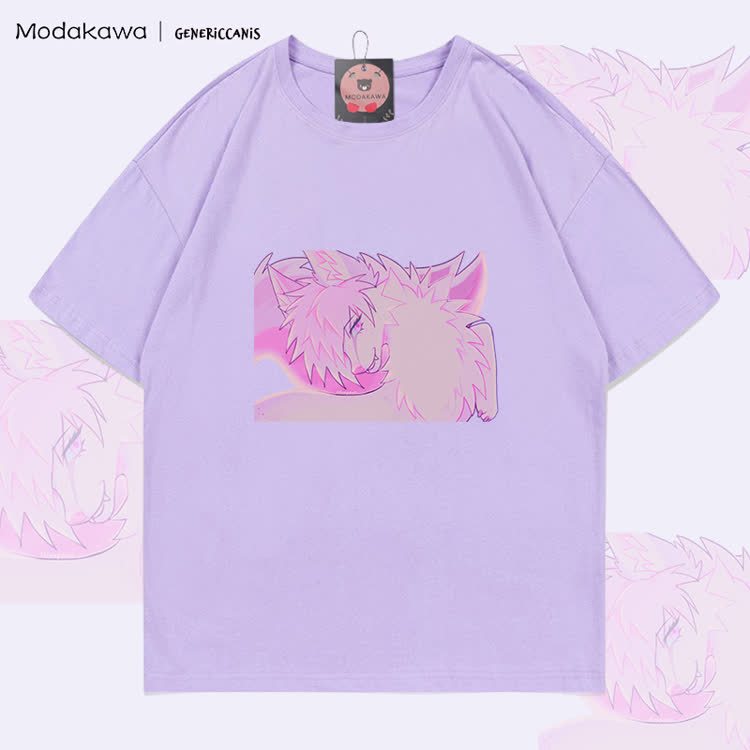 MODAKAWA X genericcanis Fox Graphic 100% Cotton T-shirt - Light Purple - 5XL - image 1
